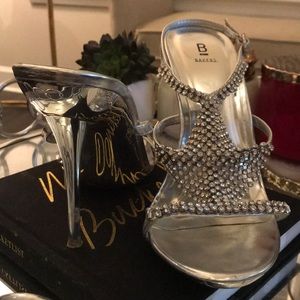 Silver Crystal Detailed Heels